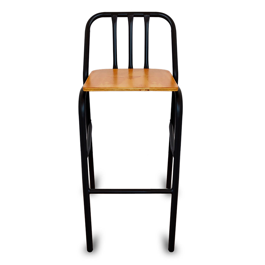 Banco de metal Nisso respaldo Tubular y asiento triplay