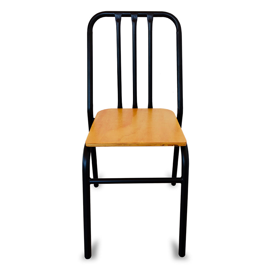 Silla de metal Nisso respaldo Tubular y asiento triplay