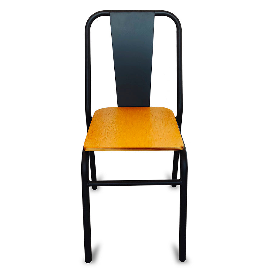 Silla de metal Nisso respaldo liso y asiento triplay