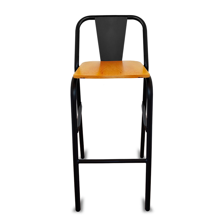 Banco de metal Nisso respaldo liso y asiento triplay