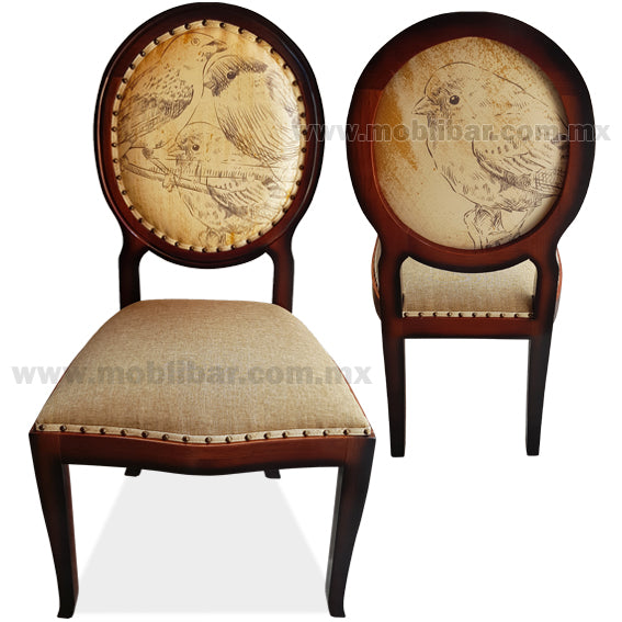 Silla de Madera Tapizada Oval Bird