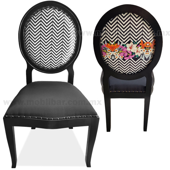 Silla de Madera Tapizada Oval B&W