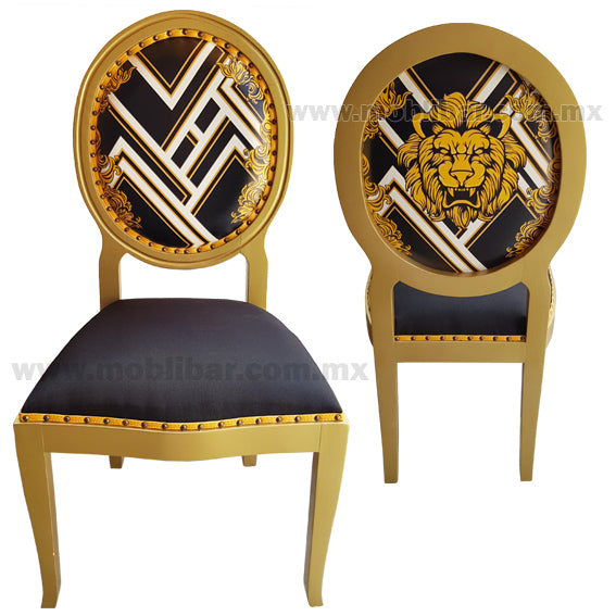 Silla de Madera Tapizada Oval Lion