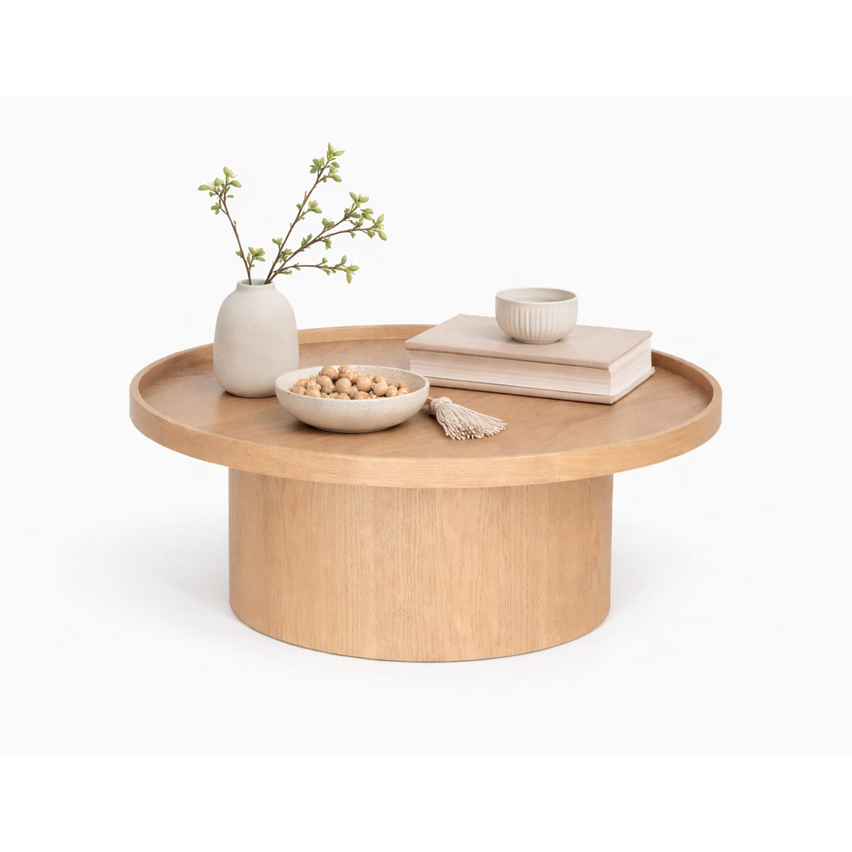 Mesa de centro Perak – Redonda en nogal y encino 80 cm 6