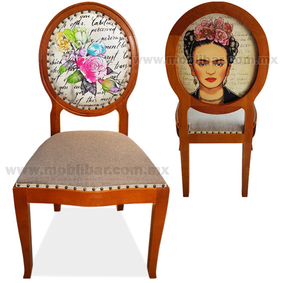 Silla de Madera Tapizada Oval Frida