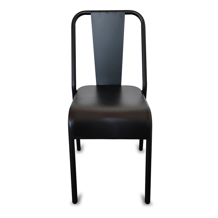 Silla de metal Nisso respaldo liso y asiento liso