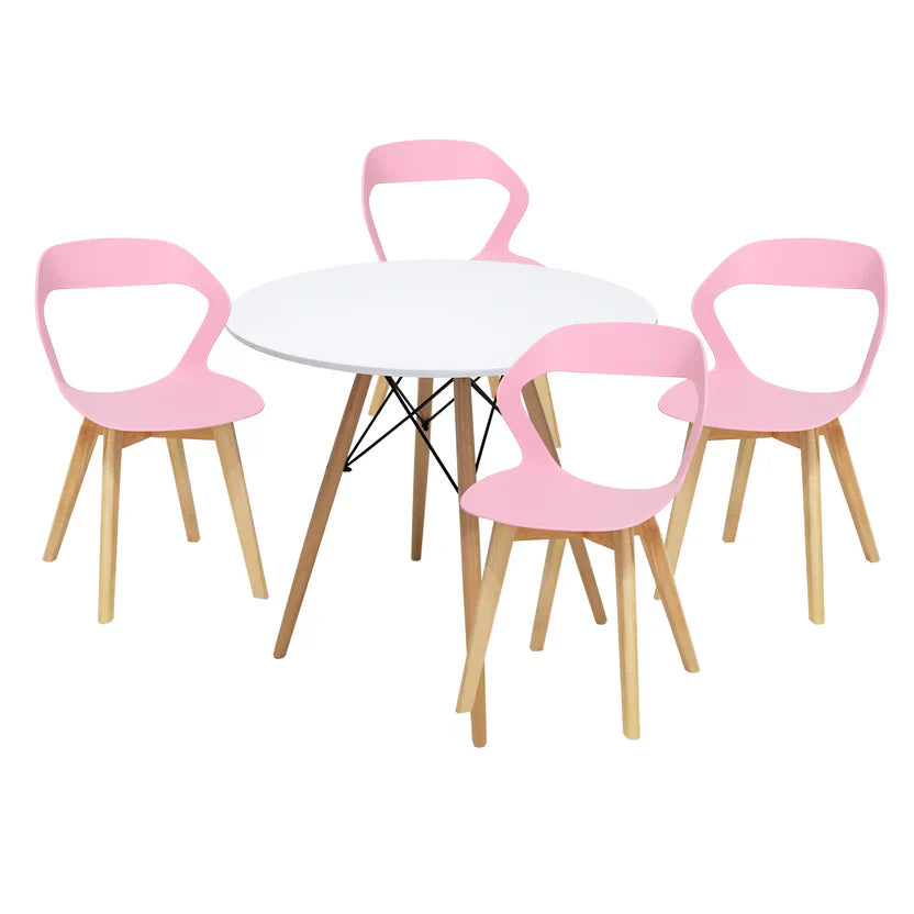 Comedor Mesa Oslo 80 Blanca + 4 Sillas Moura