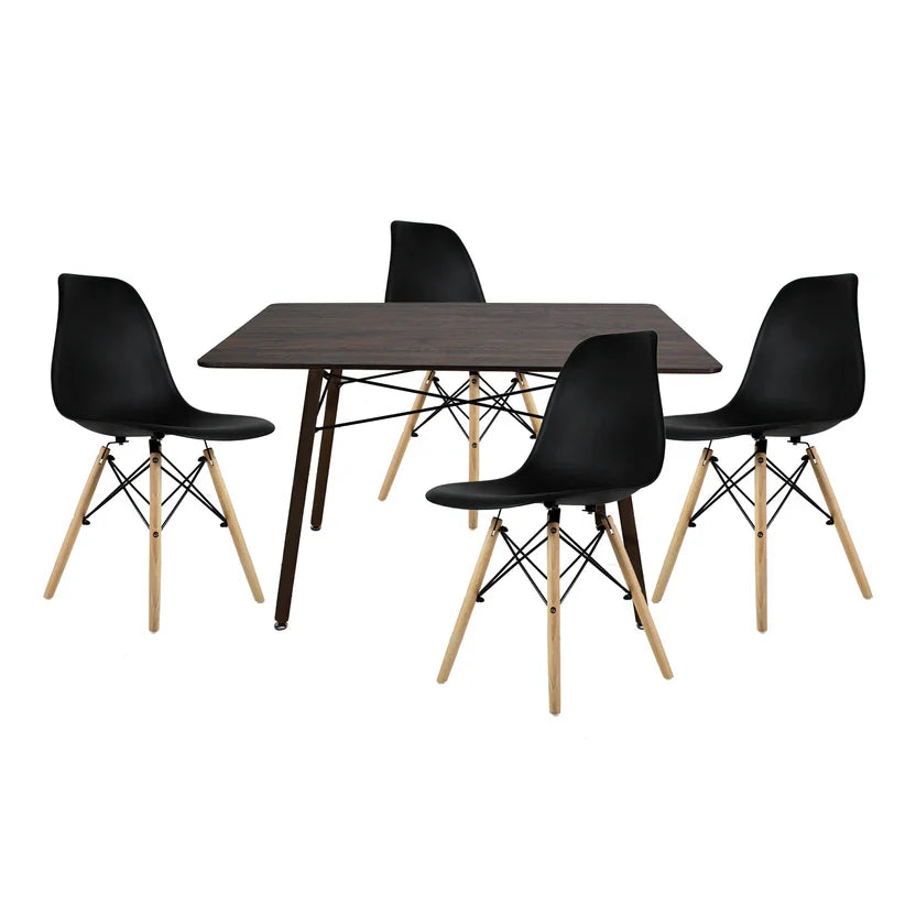 Comedor Mesa Oslo Rectangular Nogal + 4 Sillas Oslo