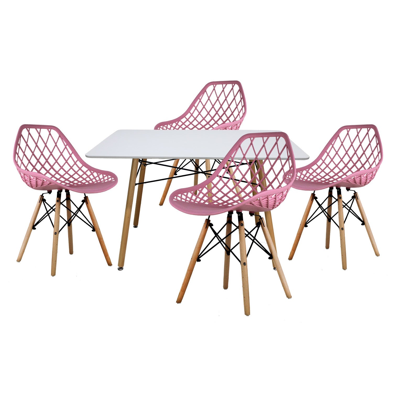 Comedor Mesa Oslo Rectangular  Blanco + 4 sillas Vento