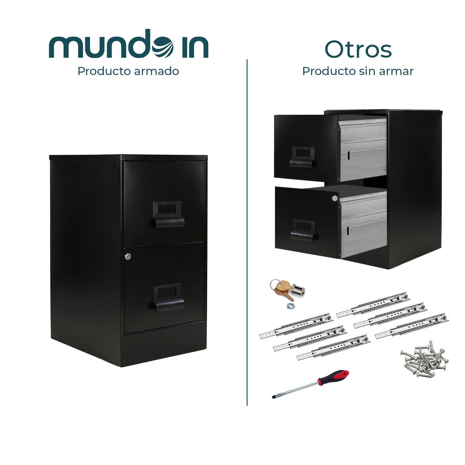 Archivero Metálico 2 gavetas Carta 13679 Negro 10