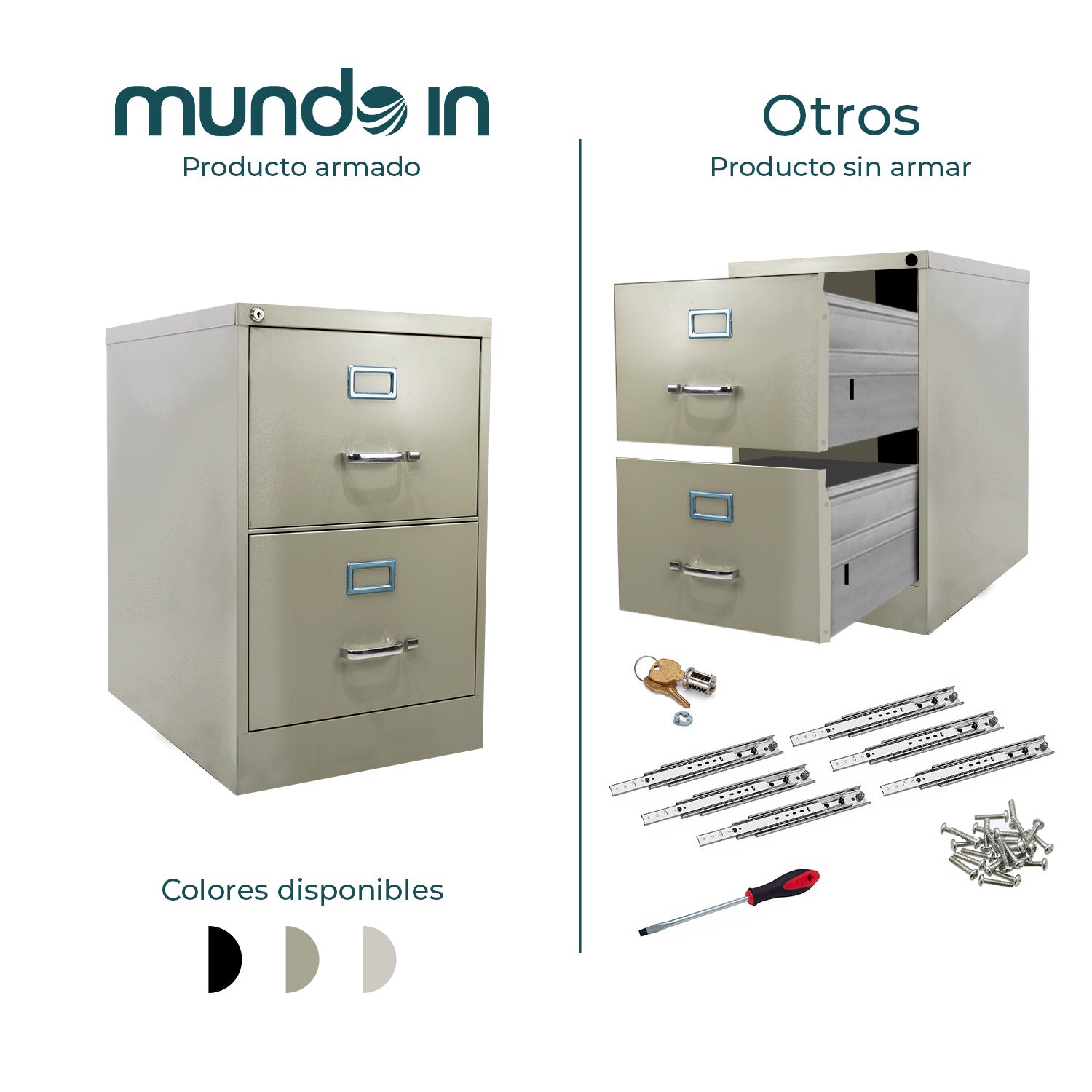 Archivero Metálico 2 gavetas Oficio 14112 Arena 10