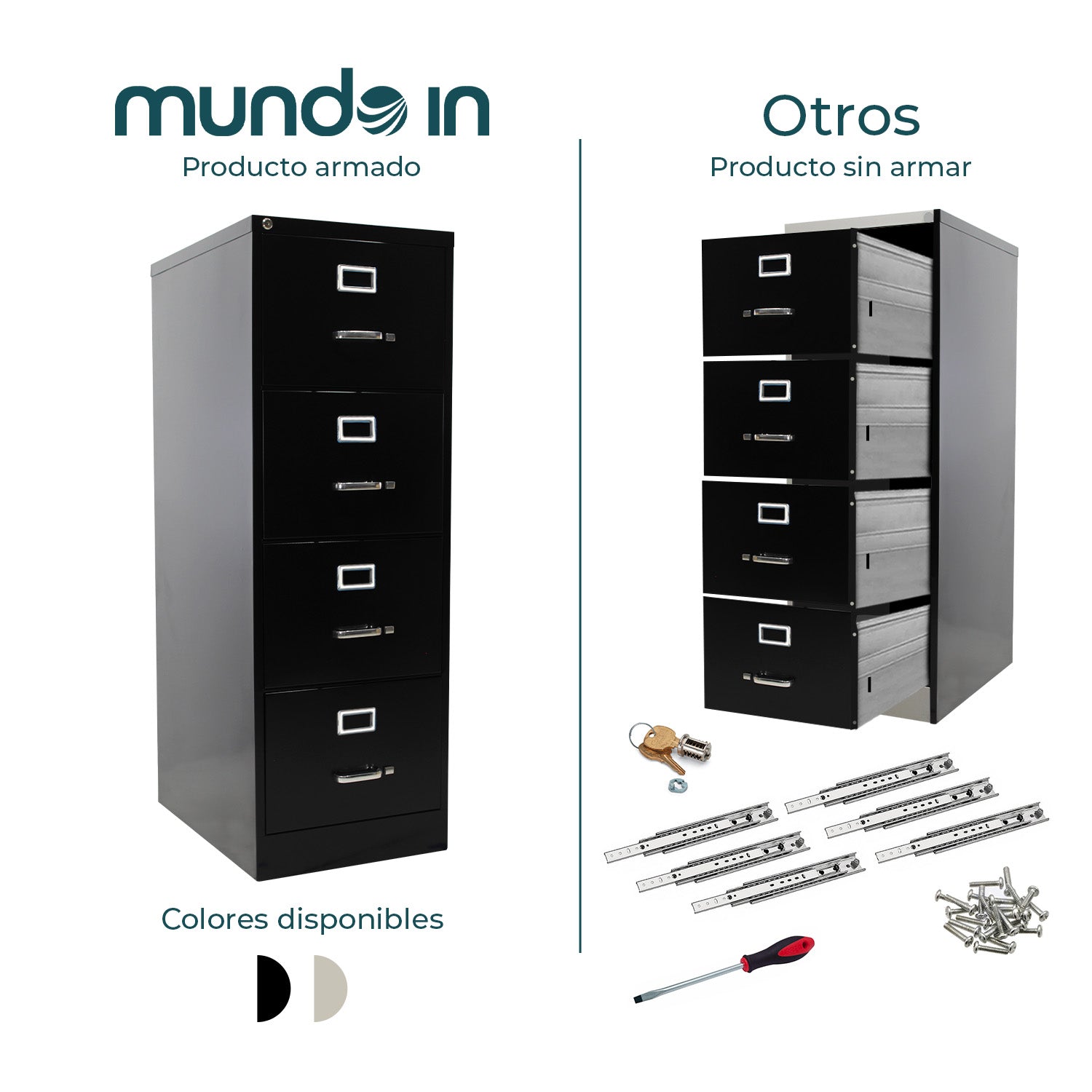 Archivero Metálico 4 gavetas Oficio 14119 Negro 8