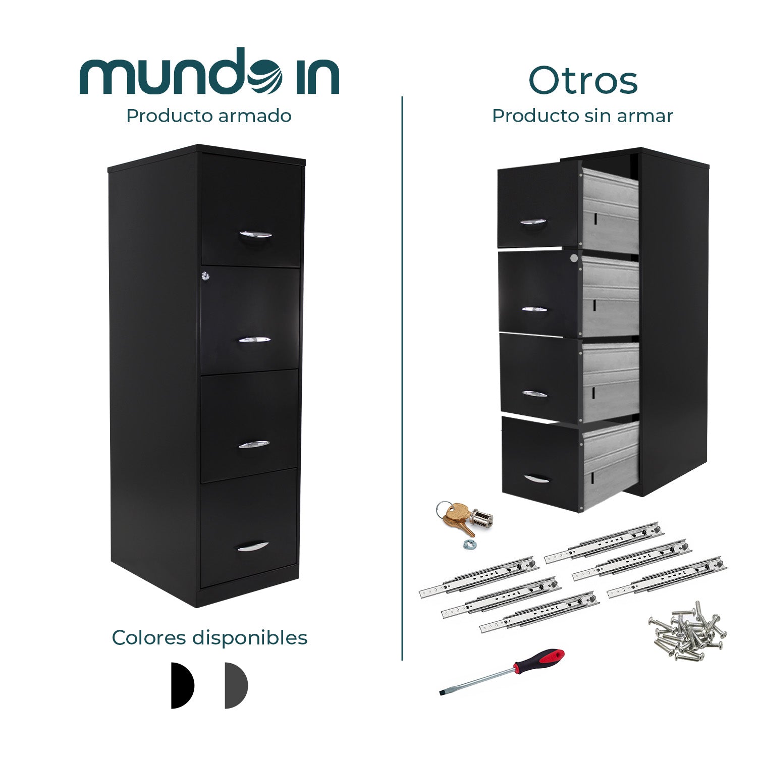 Archivero Metálico 4 gavetas Carta 16255 Grafito 8