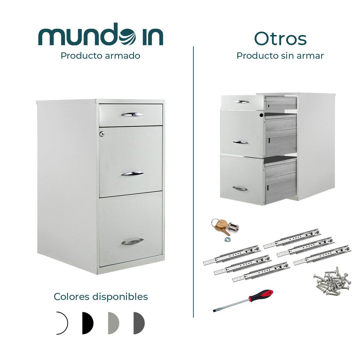 Archivero Metálico 2+1 gavetas Carta 18871  Blanco 9