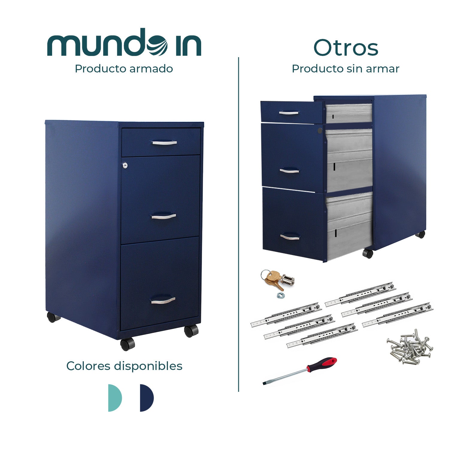 Archivero Metálico 2+1 gavetas Carta móvil modelo 24420 10