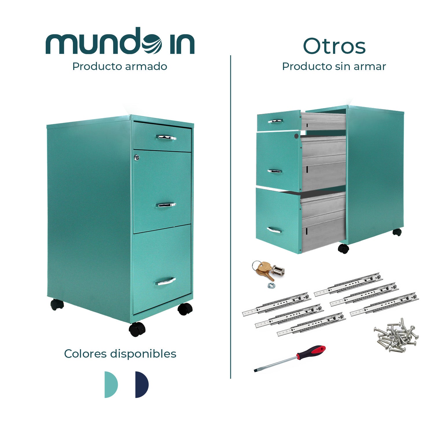 Archivero Metálico 2+1 gavetas Carta móvil 24421 10