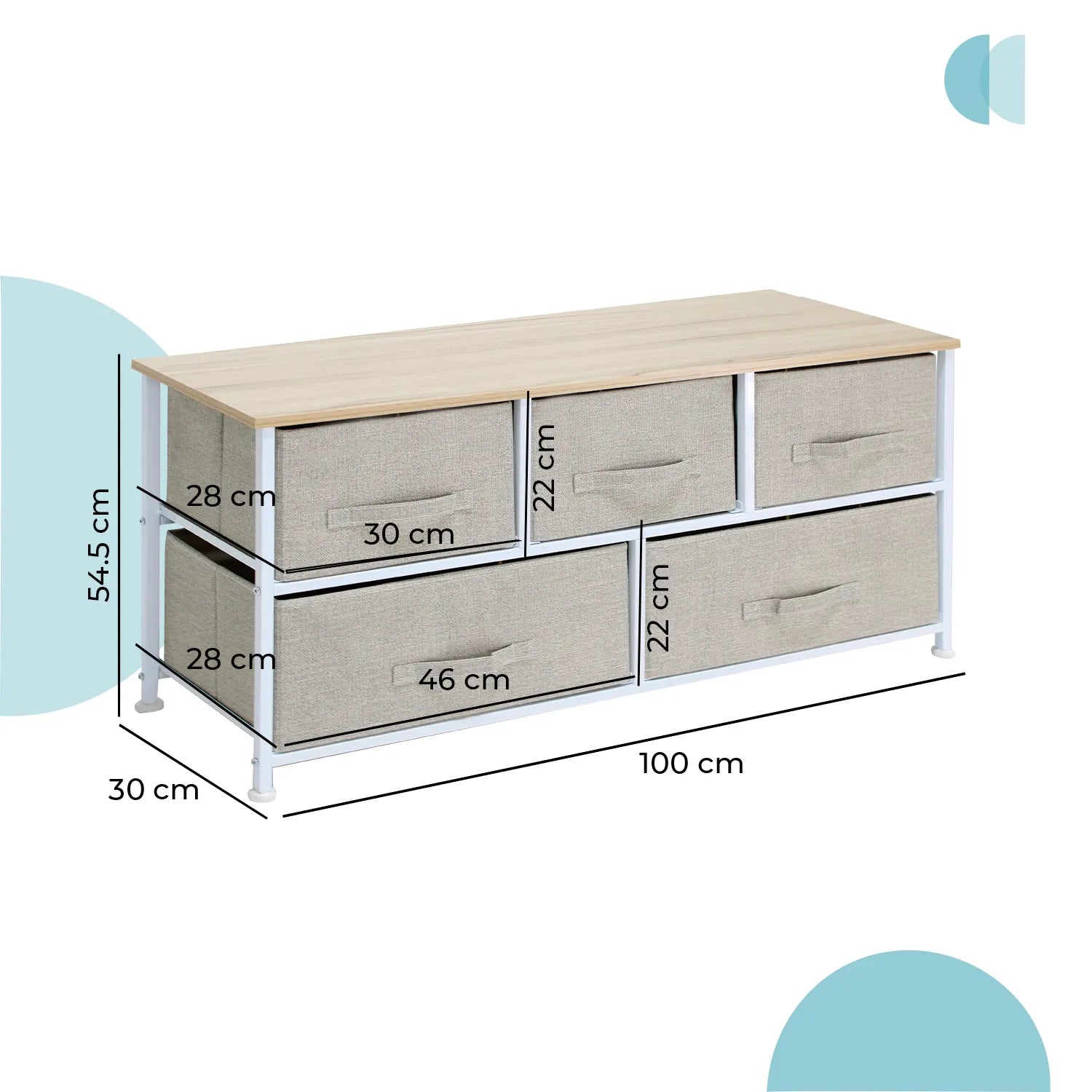 Credenza Organizador Carintia 5 Cajones 10