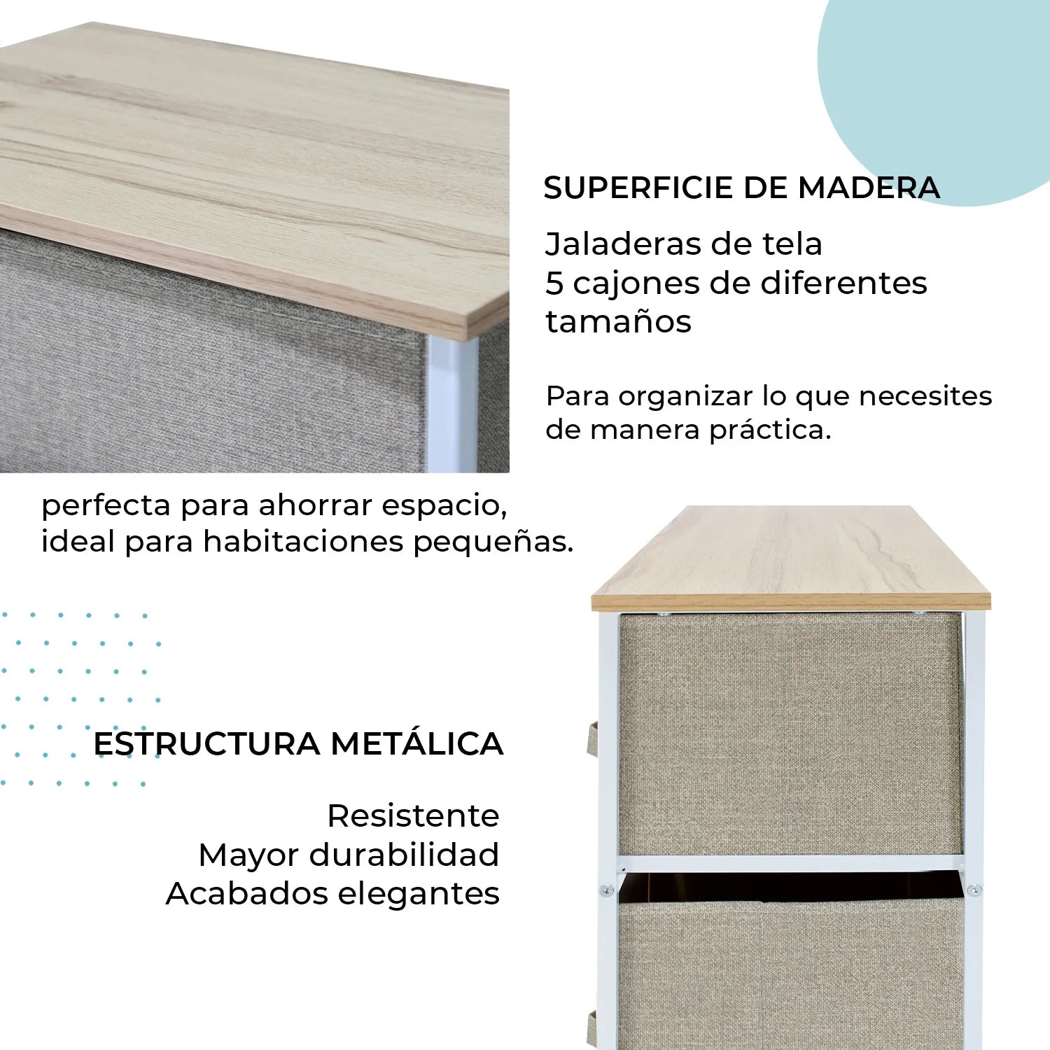 Credenza Organizador Carintia 5 Cajones 8