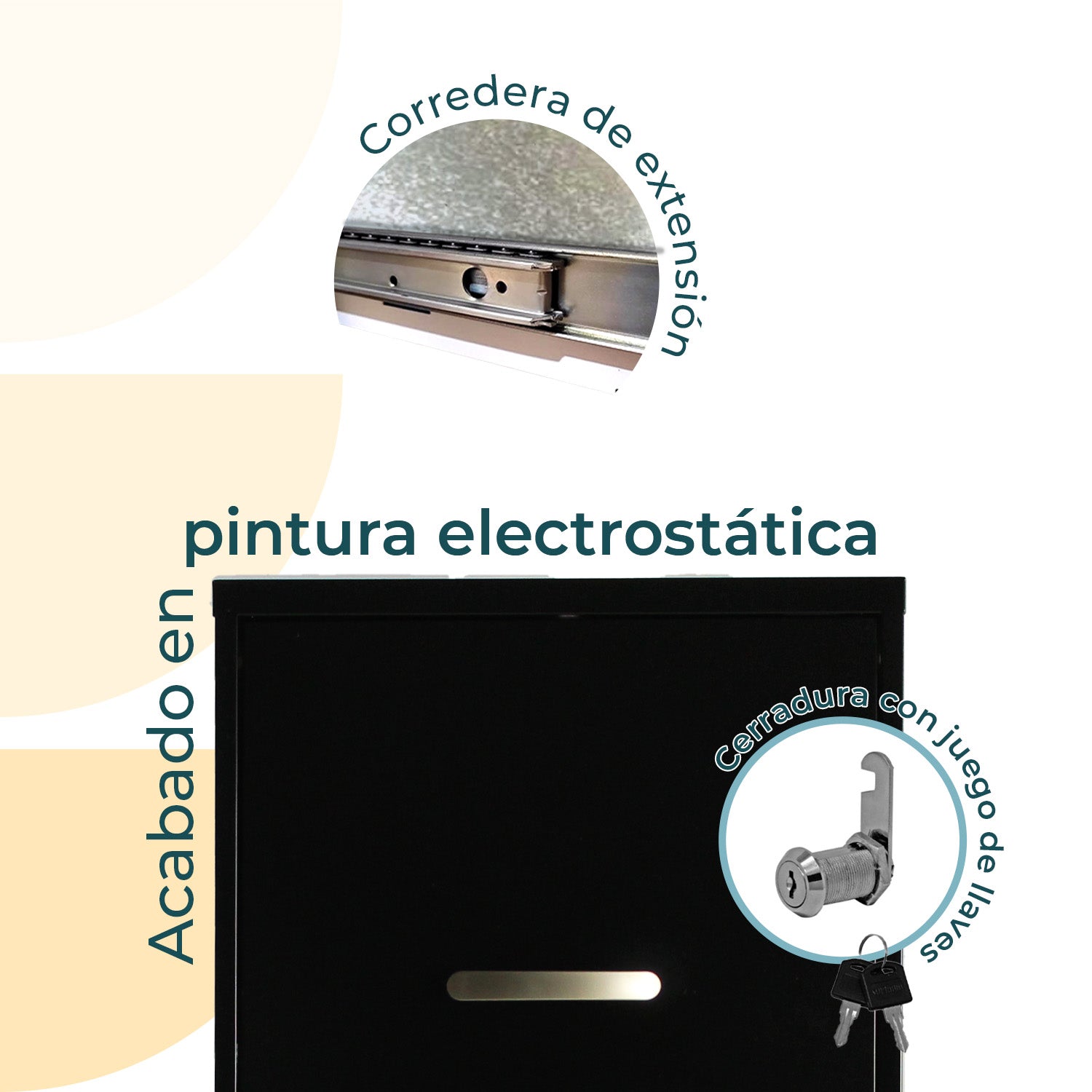 Archivero Metálico 3 gavetas Carta 17438 Negro 8