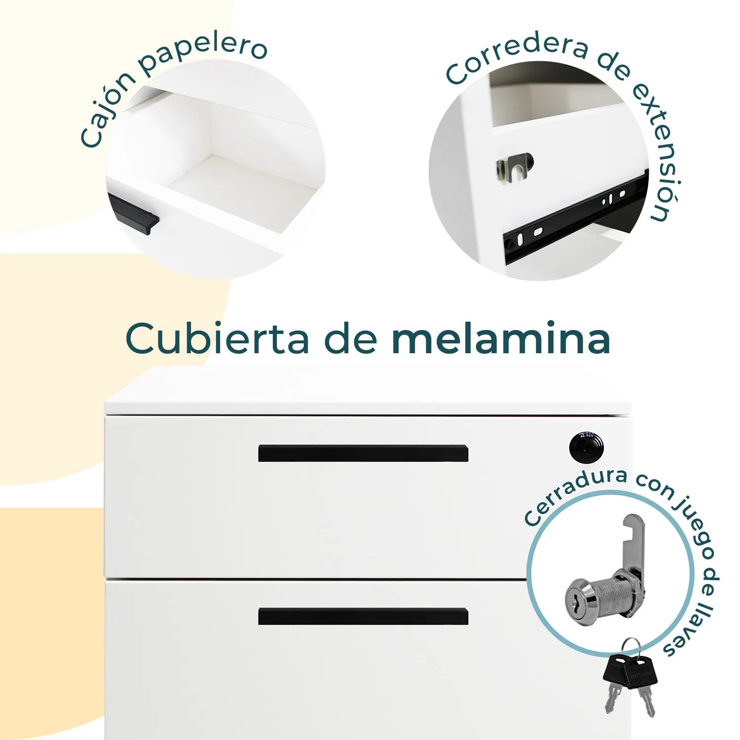 Archivero Melamina 2+1 gavetas Carta Zadar 10