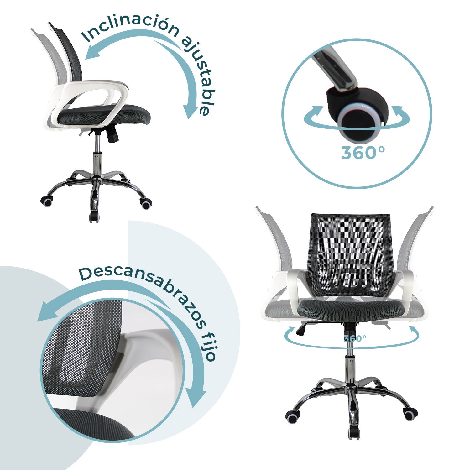 Silla Ejecutiva 107 Mesh Gris 9