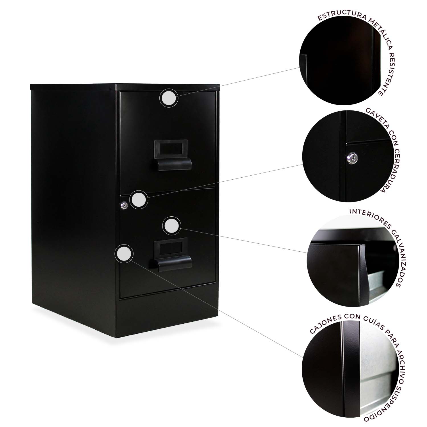 Archivero Metálico 2 gavetas Carta 13679 Negro 8