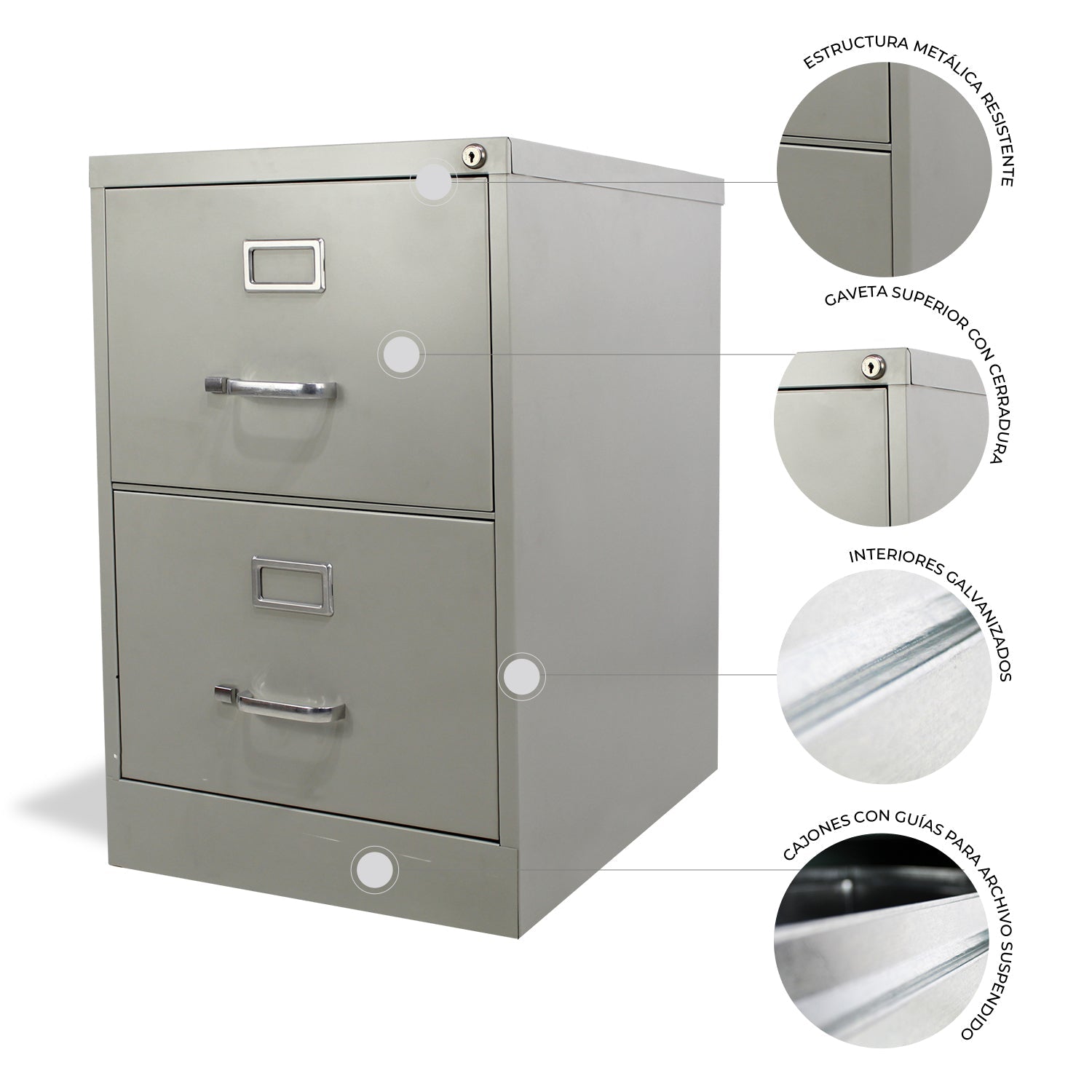 Archivero Metálico de 2 gavetas Oficio 14114 color Gris 8