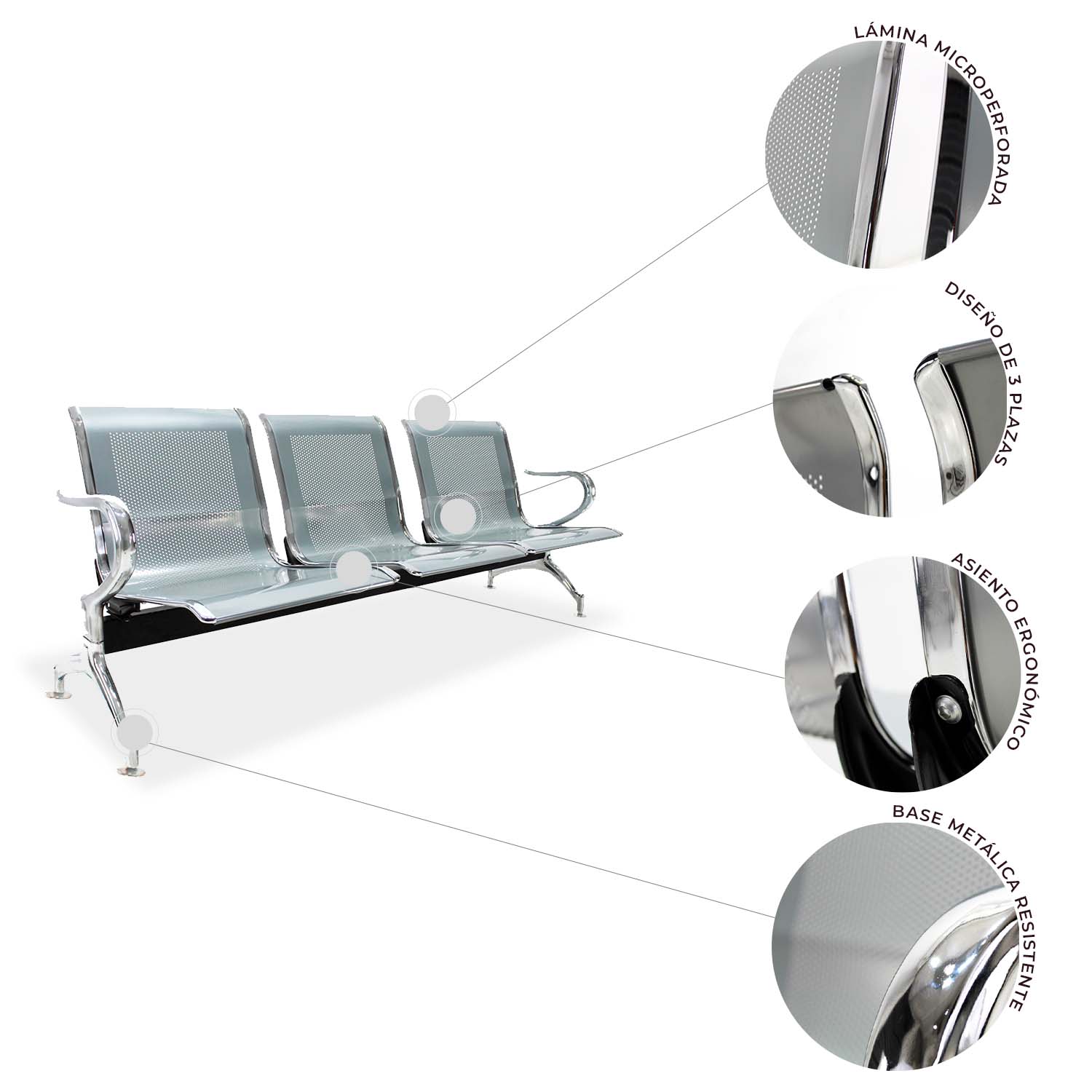 Banca De 3 Plazas Metálica 8