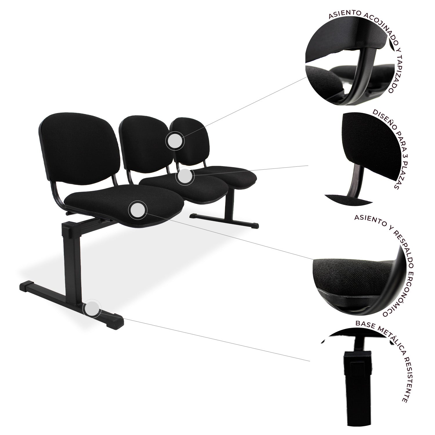 Banca de Espera 3 Plazas Iso 8