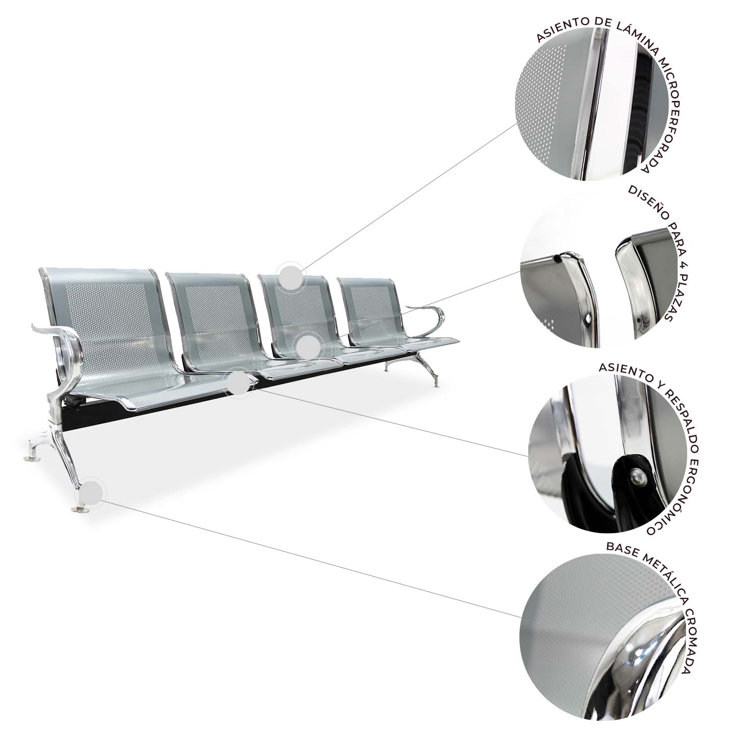 Banca De 4 Plazas Metálica 8