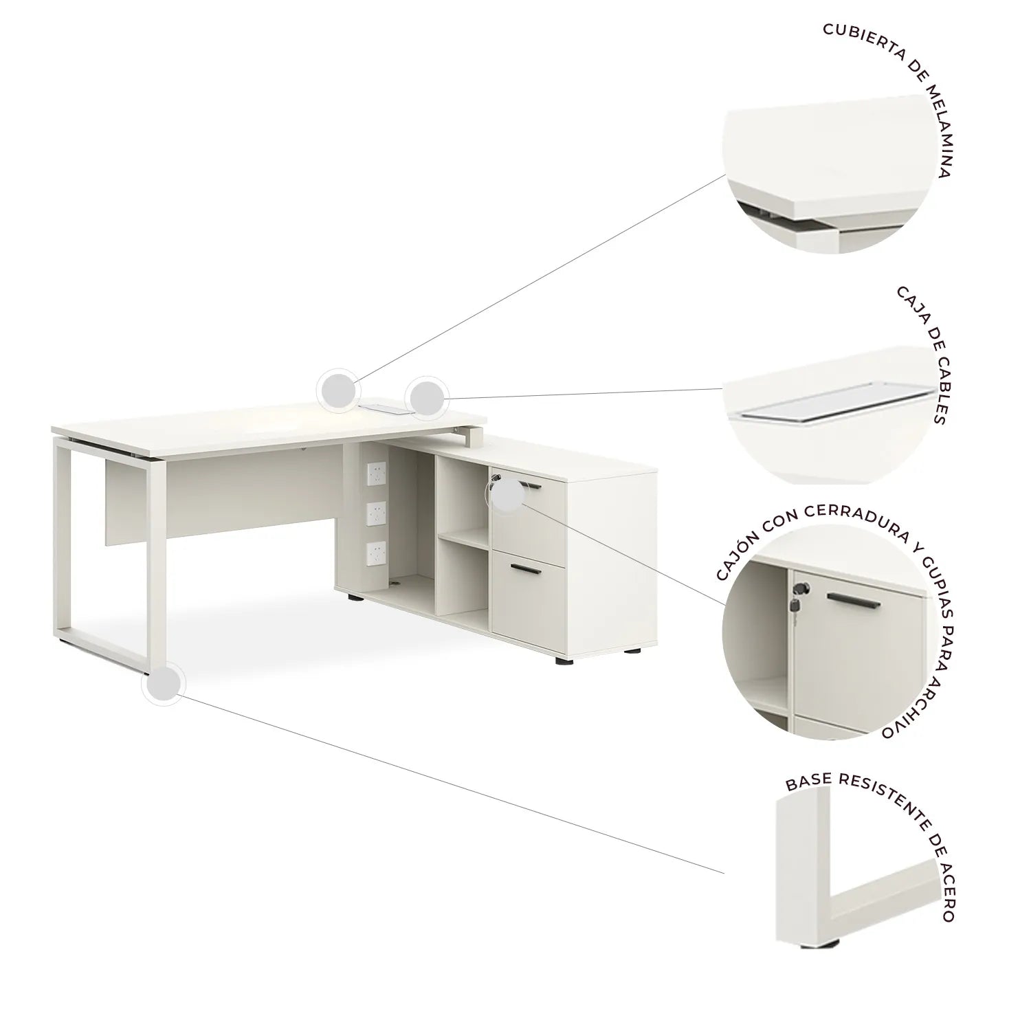 Escritorio ejecutivo Zadar 180 Lateral 9