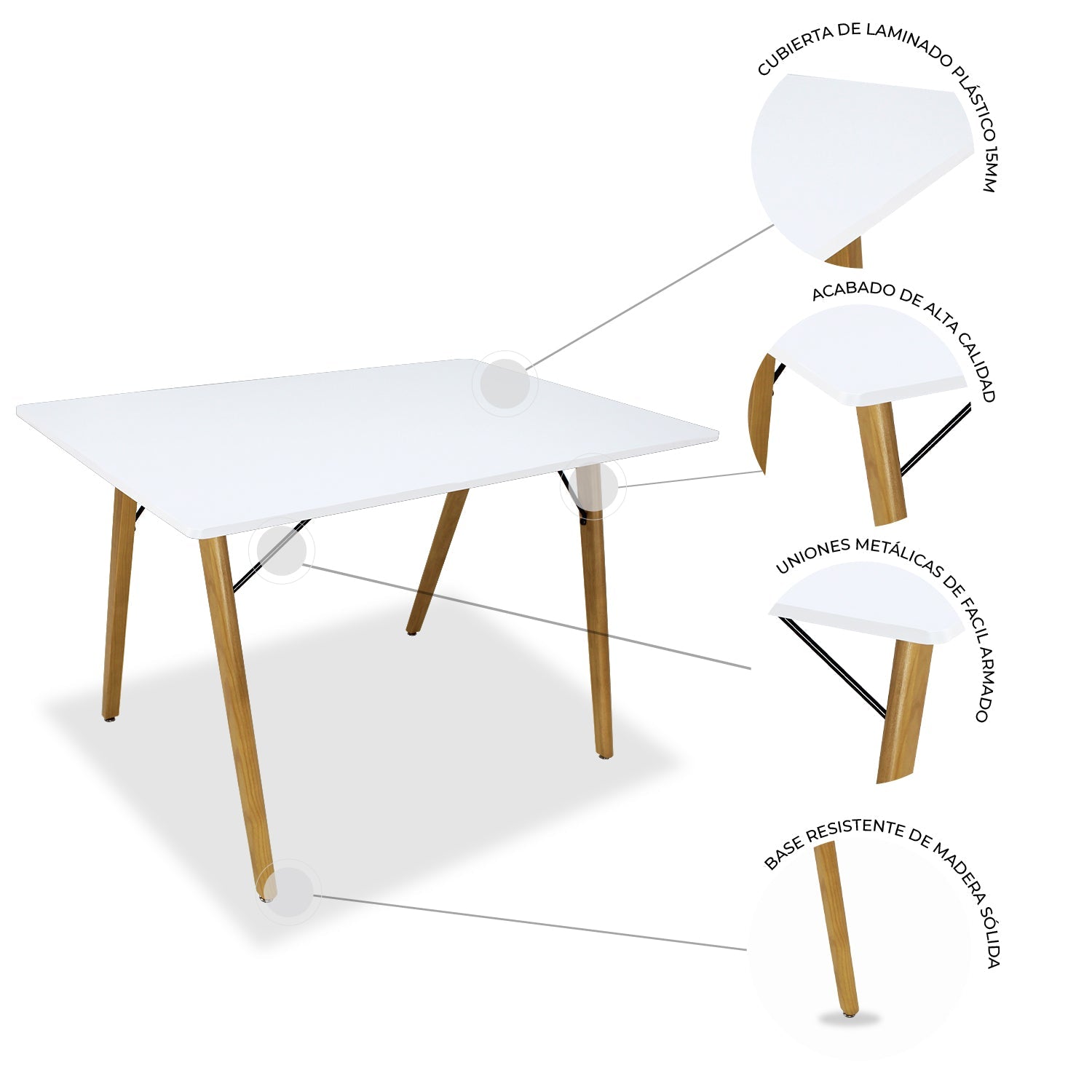 Mesa de Comedor Rectangular Frankfurt 120cm 4