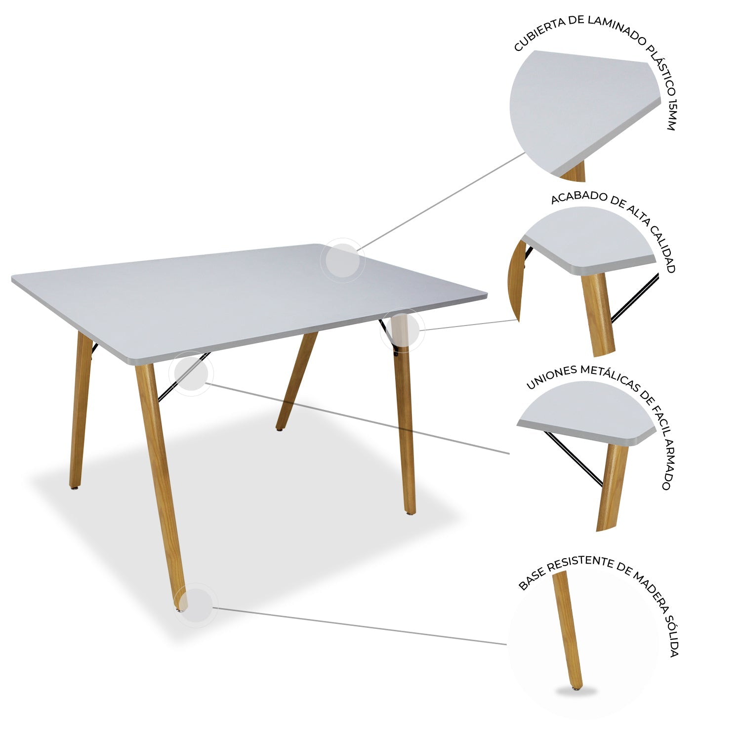 Mesa de Comedor Rectangular Frankfurt 120cm 10