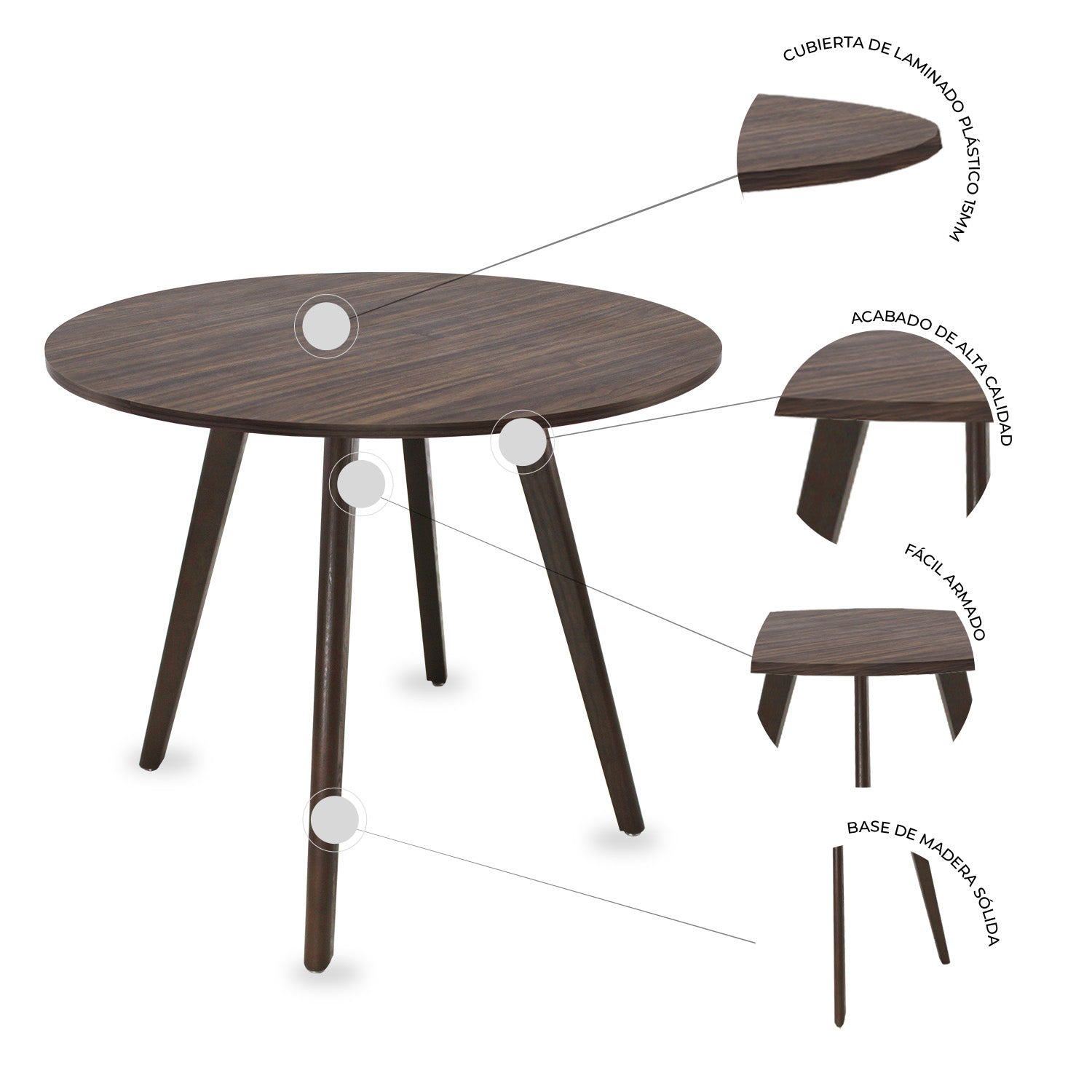 Mesa de Comedor Circular Frankfurt 80cm 5