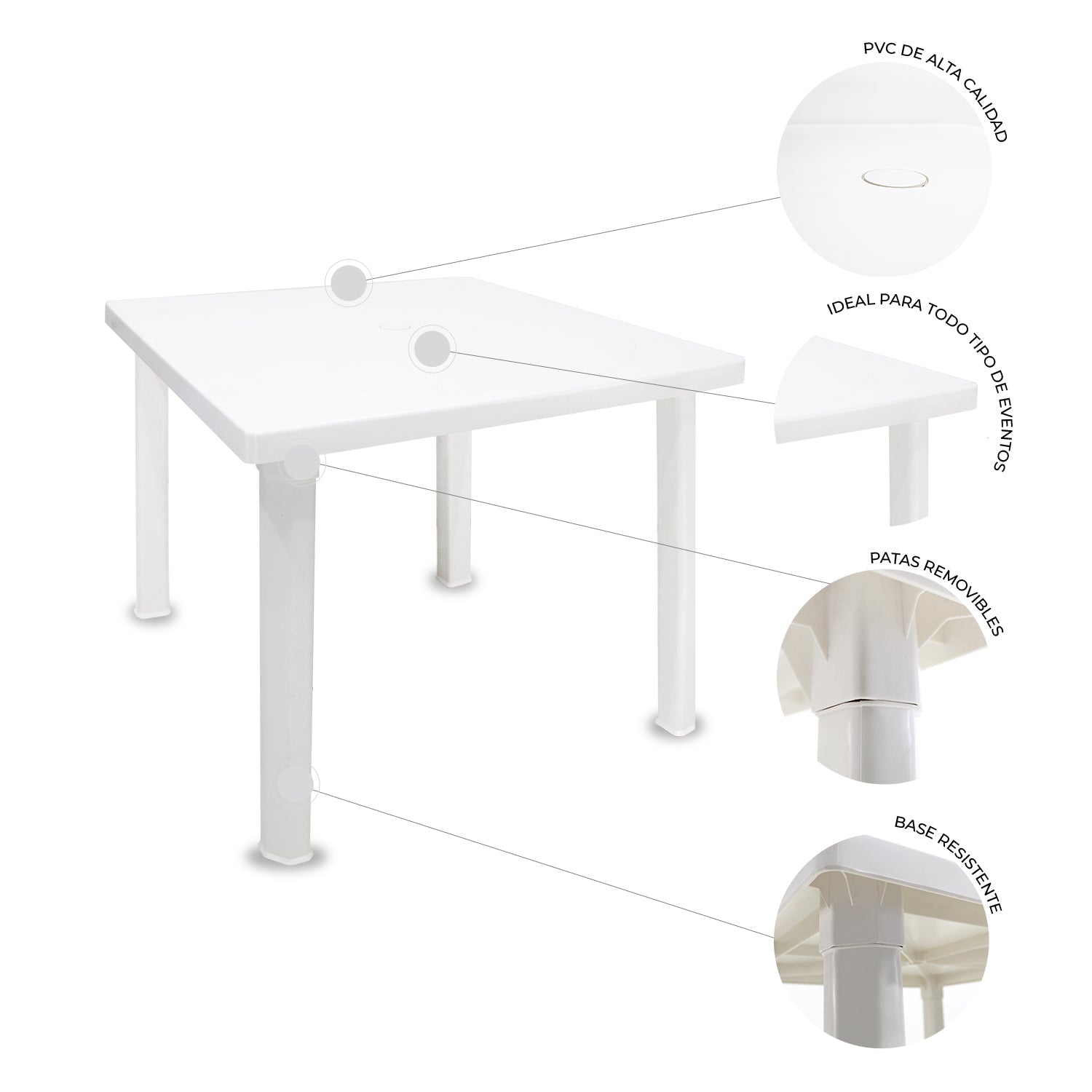 Mesa Cuadrada Desarmable 80cm 7