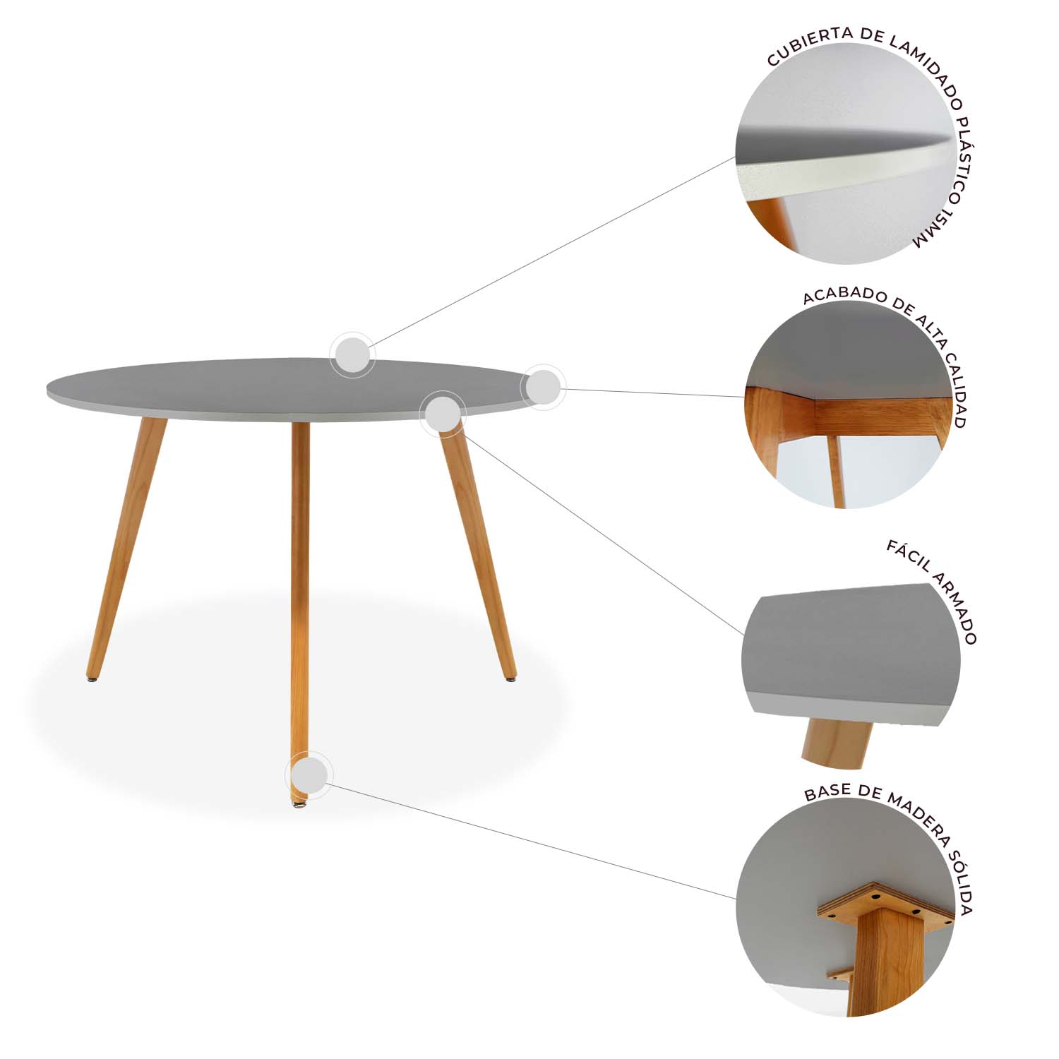 Mesa de Comedor Circular Frankfurt 100cm 9