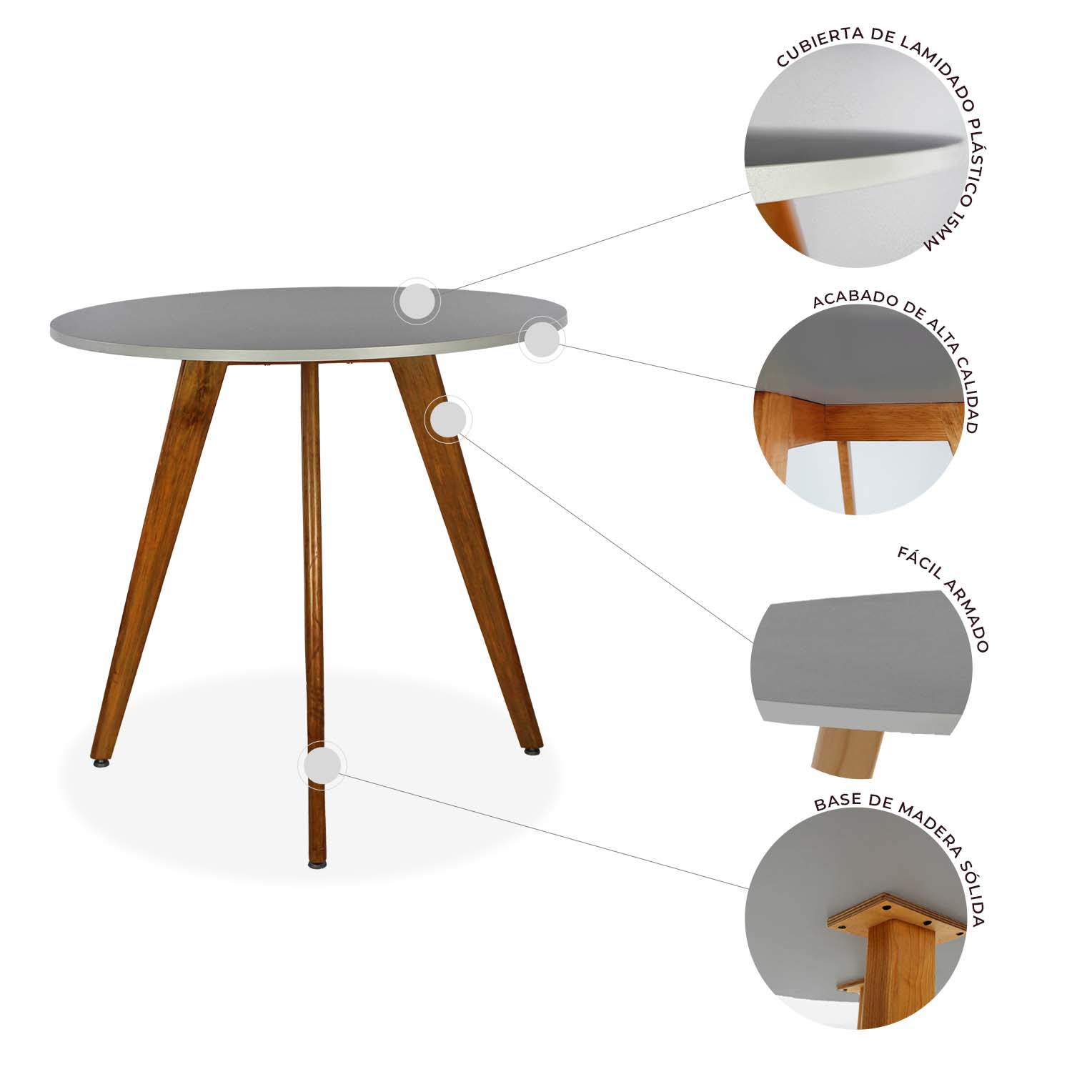 Mesa de Comedor Circular Frankfurt 80cm 5