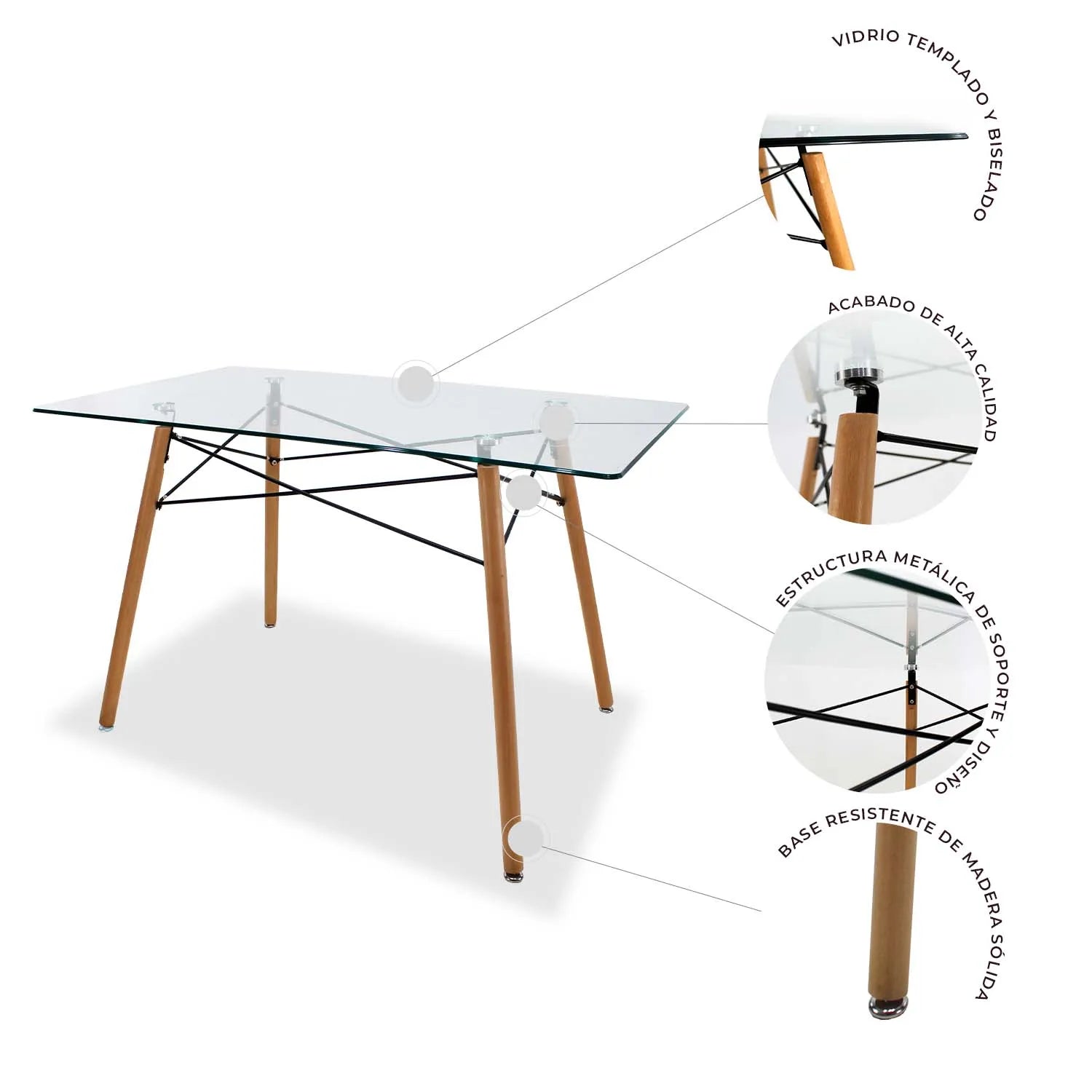 Comedor Mesa Cristal T5  + 4 Sillas Moura 10