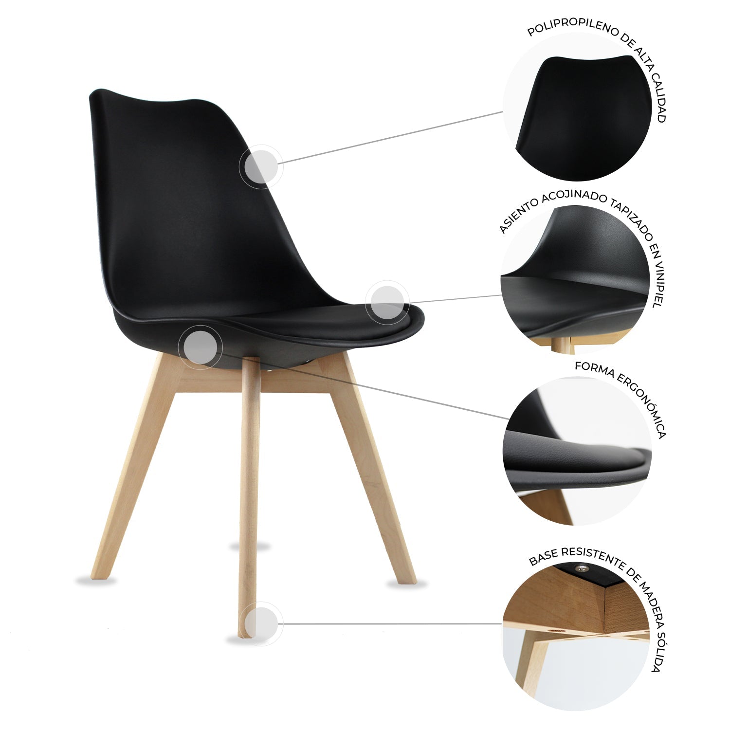 Comedor Mesa Rectangular Blanco 120X80 + 4 Sillas Frankfurt 6