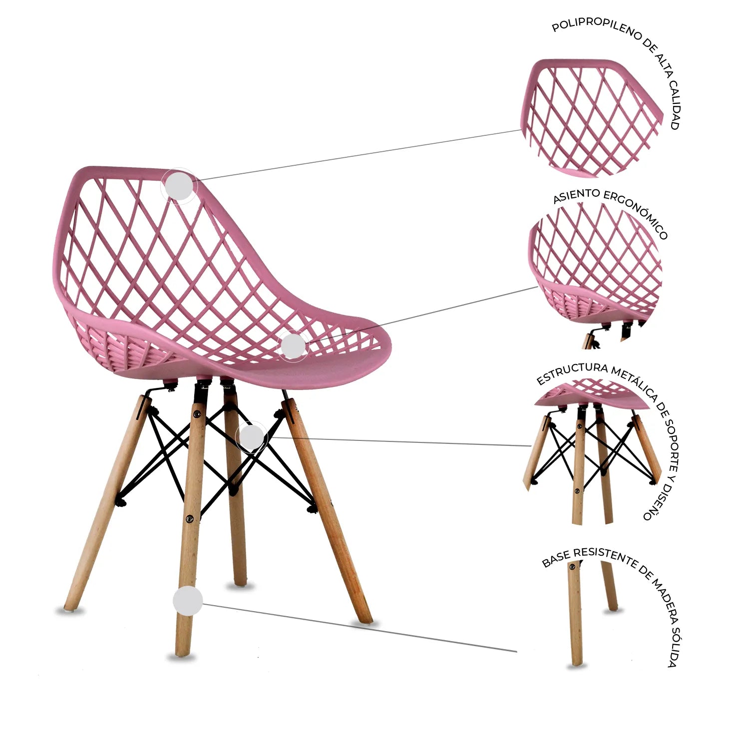 Silla Oslo Vento | Silla Eames para comedor con diseño calado 4