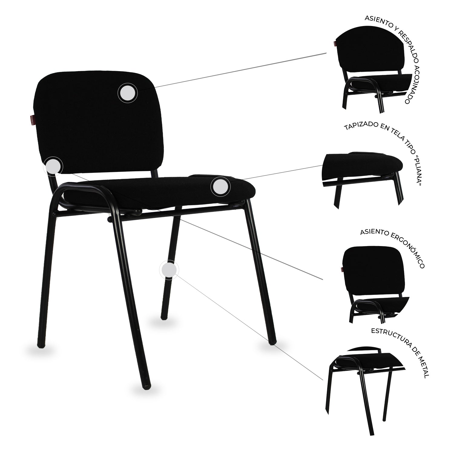 Set de 4 Sillas Fijas Tela 104Z 10