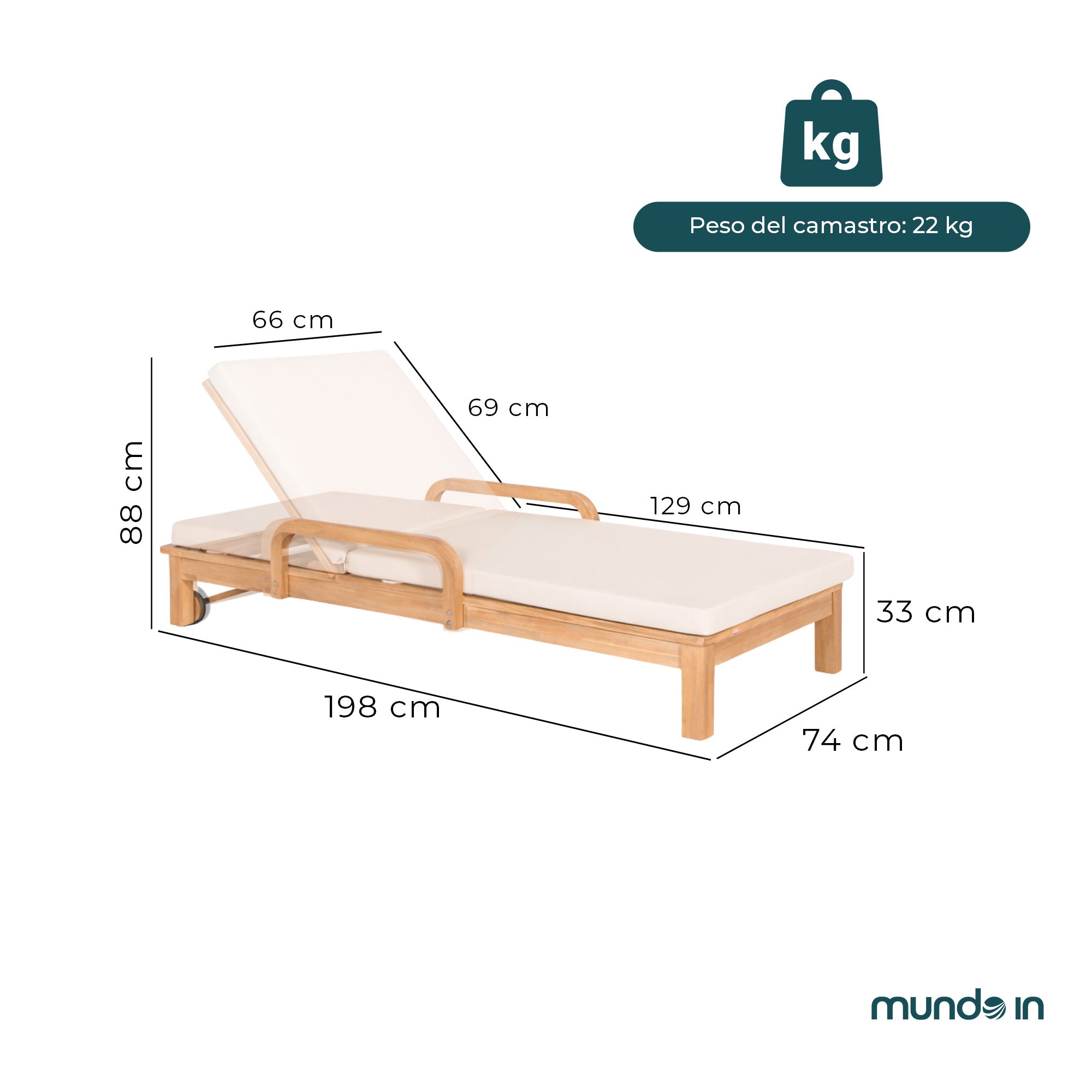 Camastro de madera individual Saona 4