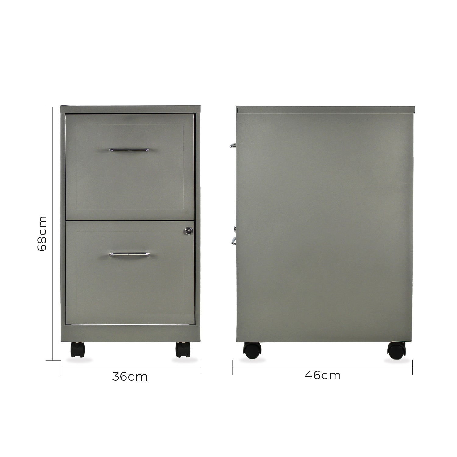 Archivero Metálico 2 gavetas Carta móvil 15478 Gris 8