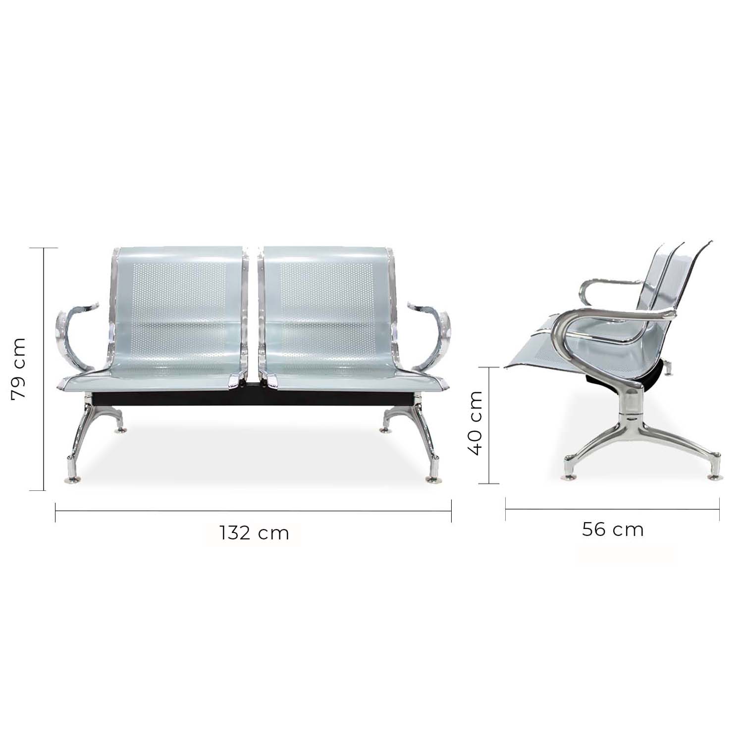 Banca De 2 Plazas Metálica de estructura sólida y segura 9