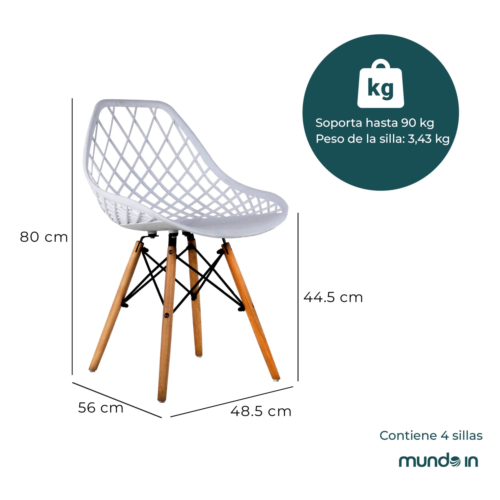 Set de 4 Sillas Oslo Vento | Sillas para comedor tipo Eames 9