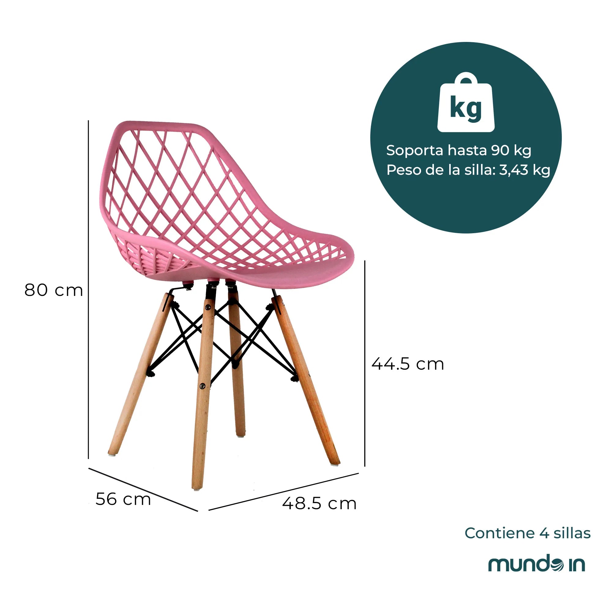 Set de 4 Sillas Oslo Vento | Sillas para comedor tipo Eames 3