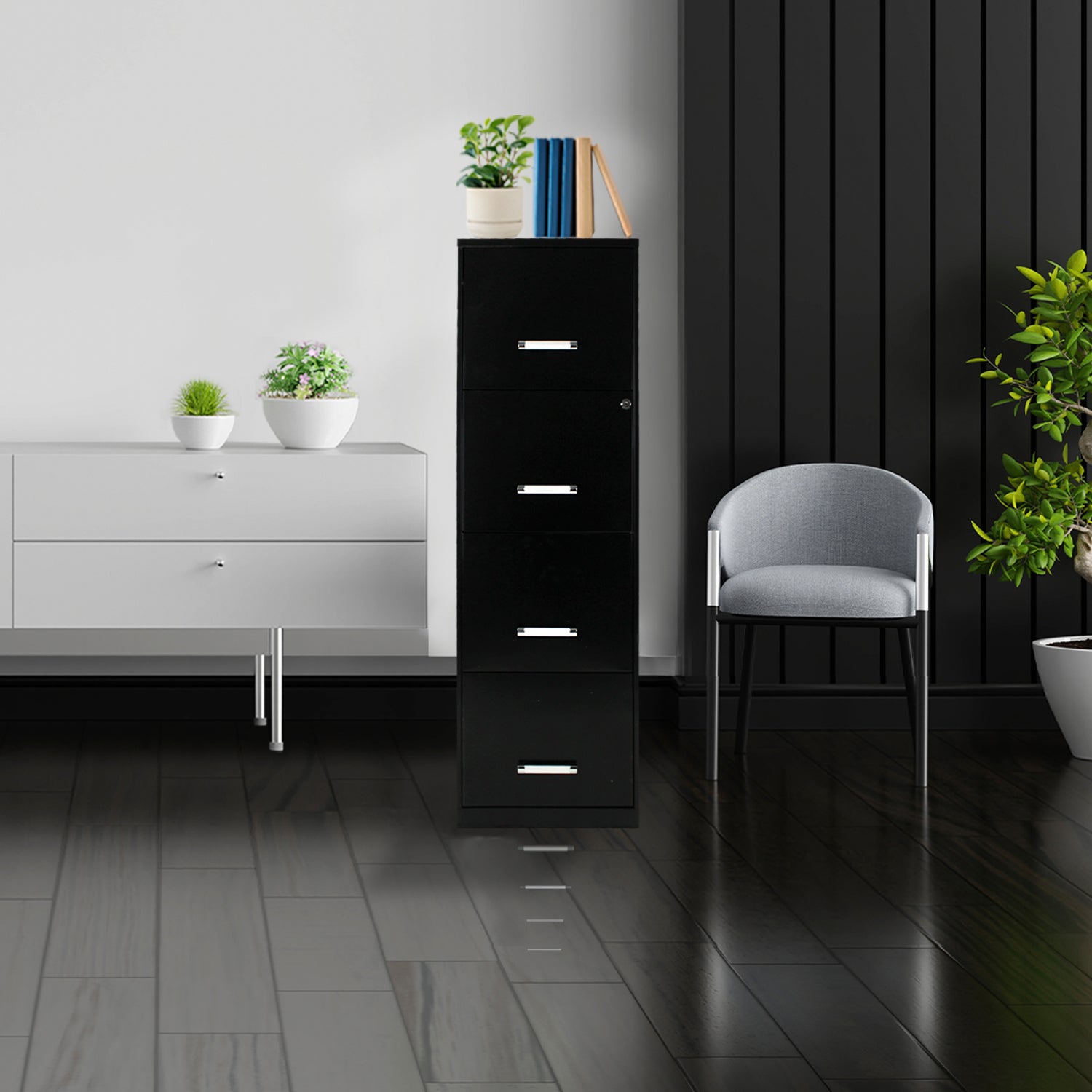 Archivero Metálico de 4 gavetas Carta modelo 16883 color Negro 10