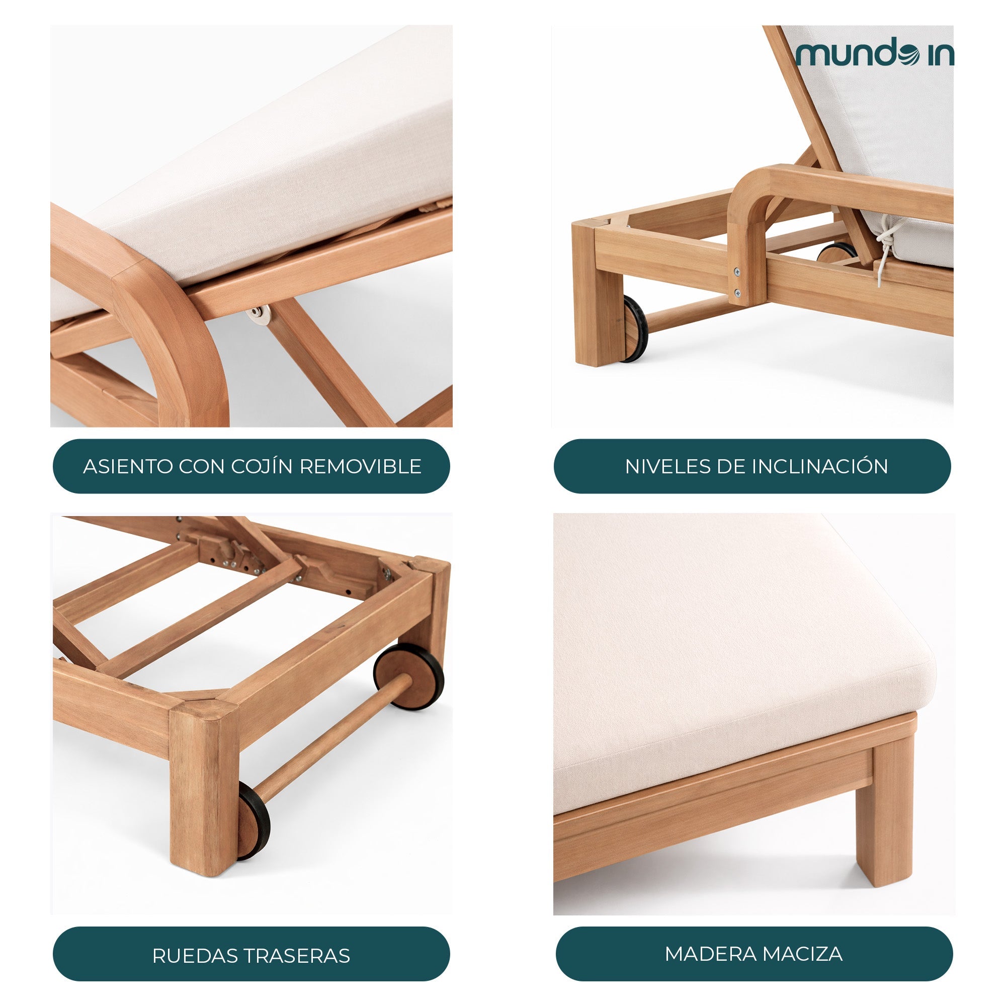 Camastro de madera individual Saona 2