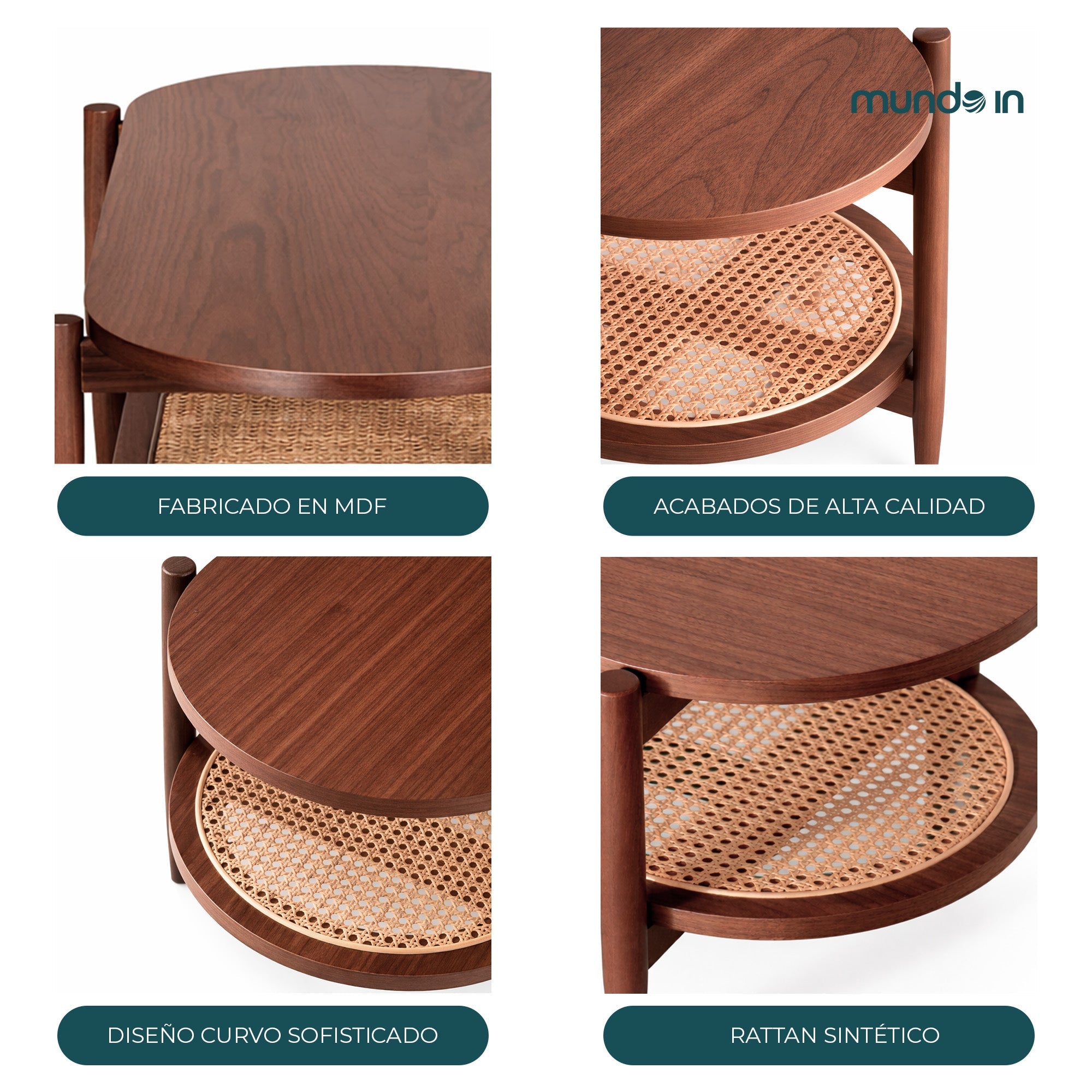 Mesa de centro rectangular Kangar – Encino o nogal 120x60 17