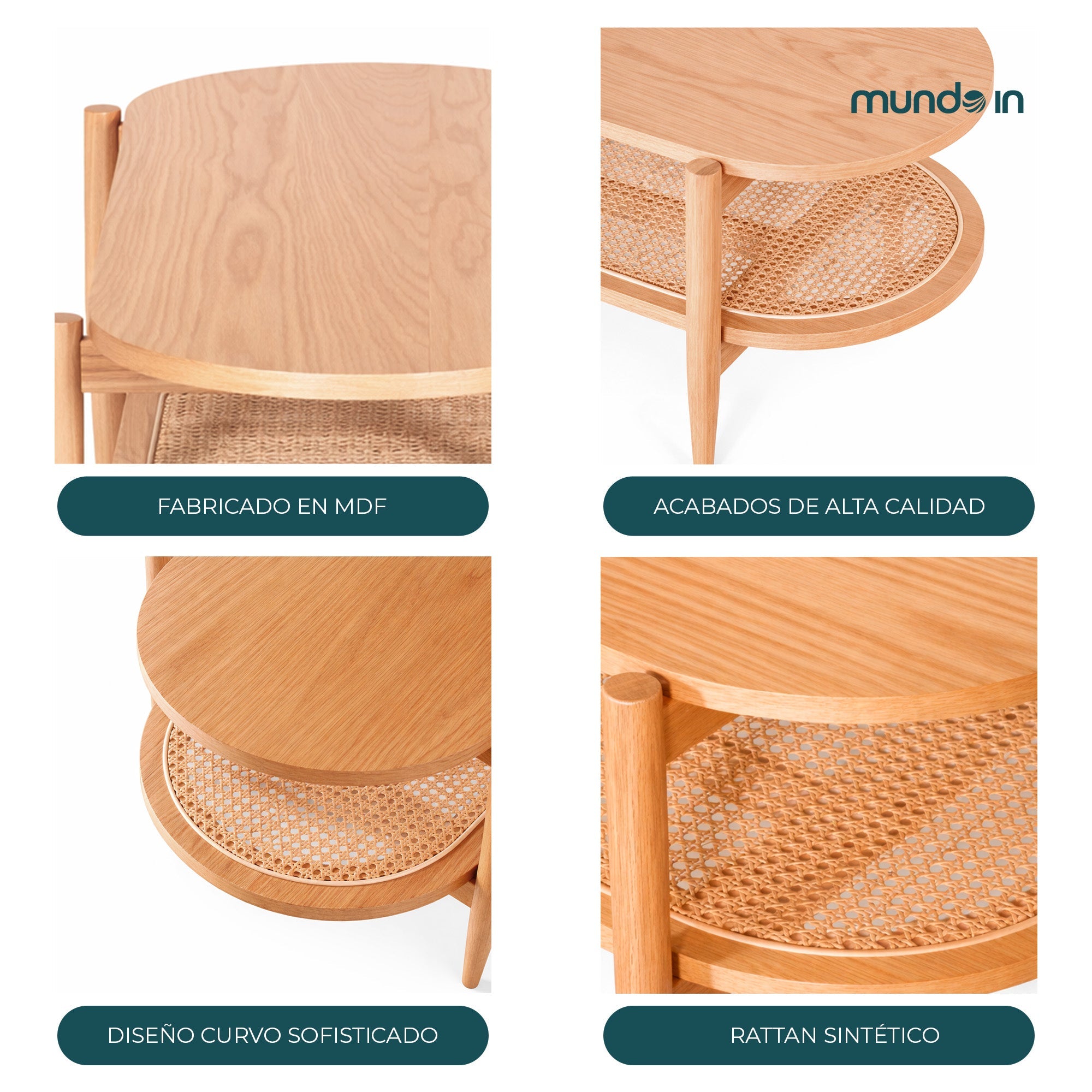 Mesa de centro rectangular Kangar – Encino o nogal 120x60 7